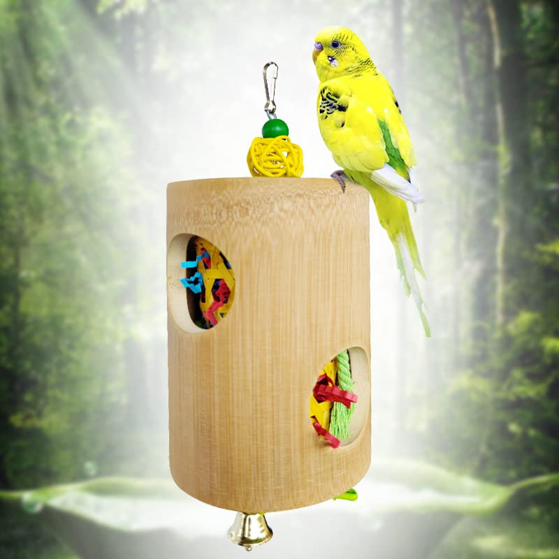 GJRGEG1Y Parrot Release Toy Natural Bird Nest with Color Paper Inside Helps Parrot Develop Intelligence Sturdy and Durable Bird Toy