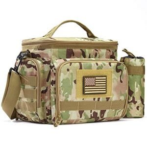 mov compra tactical lunch bag for men, insulated lunch box leakproof large capacity with molle water bottle pouch lunchbox for adult work picnic（camouflage green）
