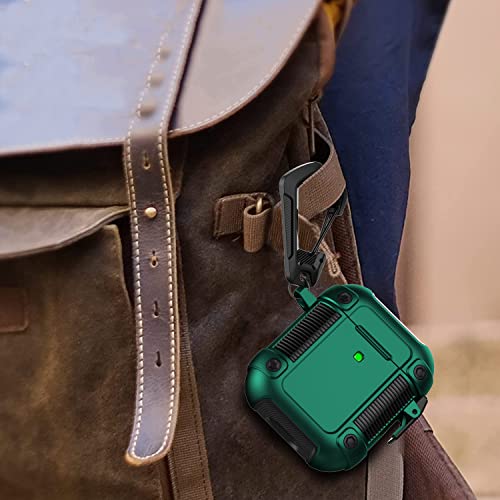 Valkit Compatible with Airpods Case Cover with Lock, Full-Body Military Rugged Shockproof AirPod 2nd Generation Case for Men Women Hard Shell Air Pod 2 & 1 Protective Skin with Keychain, Green