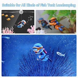 JOBEDE 2 Pack Diver Fish Tank Decoration, Floating Device Aquarium Accessories, Lovely Resin Diver Holding Camera for Aerating Aquarium Fish Tank Ornament (Blue and Orange)