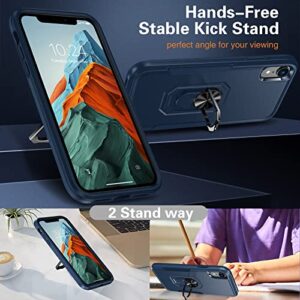 Oneagle for iPhone XR Case, 2 in 1 Heavy Duty Kickstand iPhone Xr Case with [Tempered Glass Screen Protector][ 360°Rotating Ring Stand]Slim Military Grade Shockproof Phone Case for iPhone XR 6.1 inch