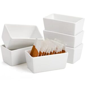 elsjoy set of 6 ceramic sugar packet holders, 5 oz porcelain sugar bag bowl caddy tea packet storage container dispenser for kitchen, cafe, restaurant
