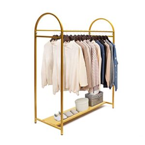 kunghei 60" Double Rod Clothes Rack Shelves, Boutiques Retail Display Gold Clothing Rack Floor Standing Garment Rack Wedding Dress Rack Heavy Duty