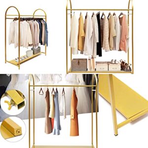 kunghei 60" Double Rod Clothes Rack Shelves, Boutiques Retail Display Gold Clothing Rack Floor Standing Garment Rack Wedding Dress Rack Heavy Duty