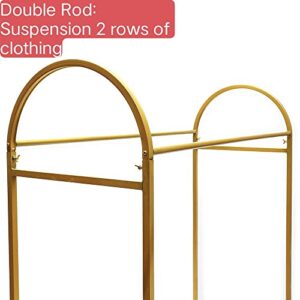 kunghei 60" Double Rod Clothes Rack Shelves, Boutiques Retail Display Gold Clothing Rack Floor Standing Garment Rack Wedding Dress Rack Heavy Duty