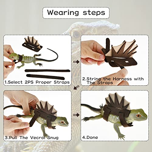 Vehomy Bearded Dragon Dinosaur Outfit Lizard Reptile Dinosaur Costume Handmade Felt Bearded Dragon Harness Bearded Dragon Lizard Accessories for Chameleon Gecko Anole Iguana Amphibians L