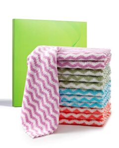 yohota 12 pack microfiber cleaning cloth,10 inch x 10 inch,drying & auto detailing,kitchens,bathrooms,offices,kitchen towels and dishcloths set (pink,green,blue,purpel)