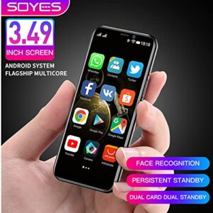 SOYES S10H Mini 4G Card Smartphone Unlocked RAM 3GB ROM 32GB Android 9.0 Ultra-Thin 3.49 Inch K13 Dual Sim 4G Student Mobile Phone Face Recognition Google (Black 3GB+64GB)