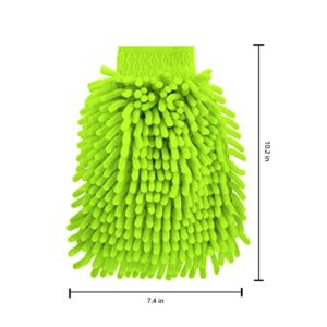 NICEMOODS Car Wash Mitt 2 Pack Premium Chenille Microfiber Wash Mitt Thickened for Car Cleaning Mitts Tools for Winter (Green x2)