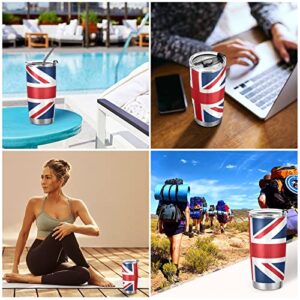 ALAZA England British Flag Union Jack Insulated Travel Tumbler Mug with Lid & Straw Double Wall Vacuum Water Bottle Car Cup Stainless Steel, Hot and Cold Thermos, 20oz