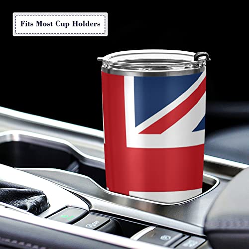 ALAZA England British Flag Union Jack Insulated Travel Tumbler Mug with Lid & Straw Double Wall Vacuum Water Bottle Car Cup Stainless Steel, Hot and Cold Thermos, 20oz