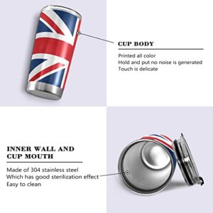 ALAZA England British Flag Union Jack Insulated Travel Tumbler Mug with Lid & Straw Double Wall Vacuum Water Bottle Car Cup Stainless Steel, Hot and Cold Thermos, 20oz