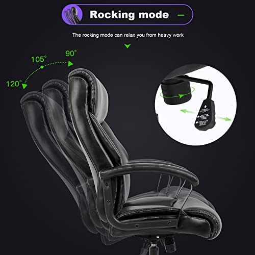 Big and Tall Office Chair 500lbs Wide Seat Ergonomic Desk Chair with Lumbar Support Arms High Back PU Leather Executive Task Computer Chair