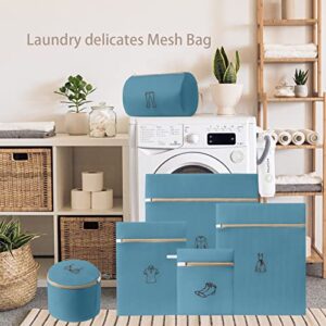 CHYUANX 6 Pack Mesh Laundry Bags for Delicates - Upgrade Thicken Lingerie Bags For Laundry With Premium Zipper，Anti-Deformation Reusable Laundry Bags Mesh Wash Bags For Washing Machine With Exquisite Embroidery Small Patterns for Overcoat , Bra, Stocking