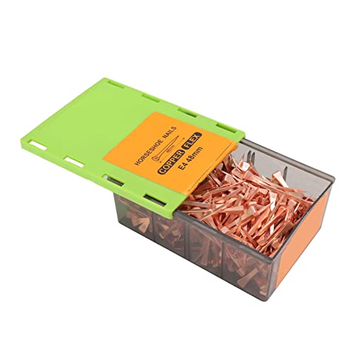 Jopwkuin Horseshoe Nails, Shoeing Nails Copper Plating Proper Stiffness 250Pcs Strict Roll Down for Livestock Farm(E4 48mm/1.89in)