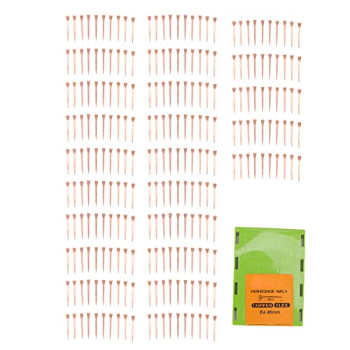 Jopwkuin Horseshoe Nails, Shoeing Nails Copper Plating Proper Stiffness 250Pcs Strict Roll Down for Livestock Farm(E4 48mm/1.89in)