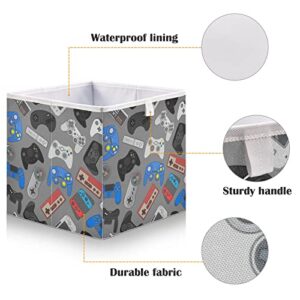 Ollabaky Closet Storage Bin Video Game Controller Fabric Storage Cube Collapsible Waterproof Basket Box Toy Bin Clothes Organizer for Shelves Drawers, S