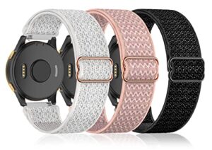 3 pack stretchy nylon watch bands compatible with garmin venu/venu sq, 20mm loop elastic straps compatible with garmin vivoactive 3/3 music,venu 2 plus,forerunner 645/55/245 music for women men