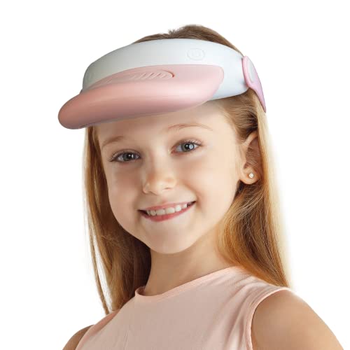 snawowo Sun Visors Hat with Fan for Kids, Hands Free Bladeless Hat Fan for Travel Theme Park Beach Zoo, USB Rechargeable 3 Speed Fan Cap UV Protection, Summer Newly Gifts for Children (Pink)