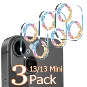 3 pack 9h colorful camera lens film,designed for iphone 13 (6.1'') camera lens protector, designed for iphone 13 mini (5.4") camera lens protector, night shooting mode,case friendly, high definition