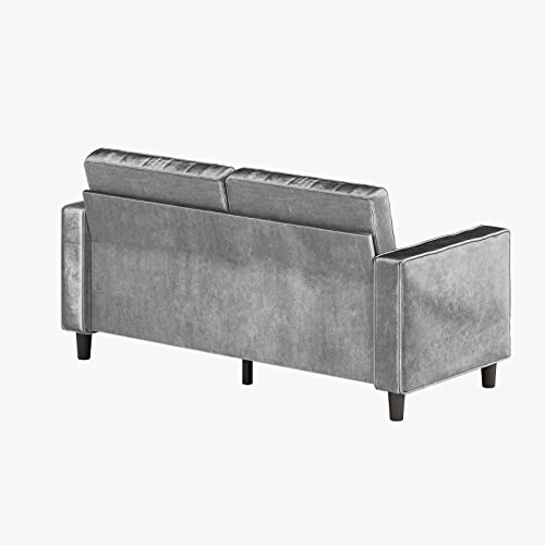 MUZZ Velvet Loveseat Sofa, Modern Upholstered Love Seat Sofa with Tufting-Bolster, Love Seat Furniture for Small Spaces, Living Room, Bedroom, Office(Grey)