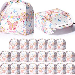 24 pcs butterfly party favor treat box spring butterfly party goodie gift box butterfly flower gift wrap boxes kraft candy treat paper boxes butterfly birthday party supplies for baby shower wedding