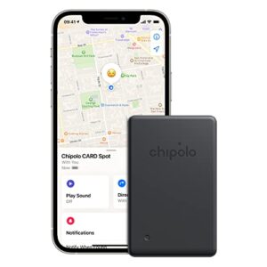 Chipolo Card Spot (2022) - Wallet Finder, Bluetooth Tracker for Wallet - Works with The Apple Find My app (iOS only) (Almost Black)