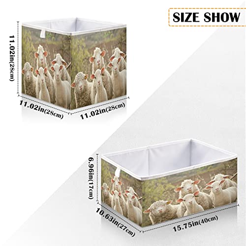 STAYTOP Collapsible Storage Bins, Closet Storage Basket, Closet Organizers Fabric Storage Boxes for Home, Office, Car, Nursery-Cute Little Sheep