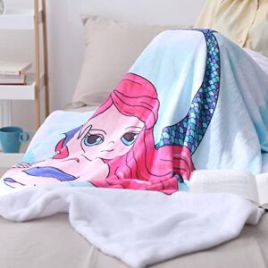 Jurllyshe Mermaid Throw Blanket Super Soft & Fuzzy Ocean Theme Blanket Cute Plush Fleece Mermaid Tail Blanket Gifts Blanket for Women Girls Everyday Use (Mermaid-4)