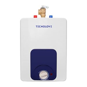 tecnolove mini tank electric water heater ul listed, 1.32 gallon (mt15) under sink water heater for point of use, 120v corded wall or floor mounted