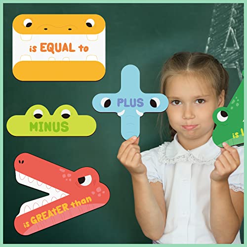 Flutesan 5 Pack Math Sign Magnetic Teacher Tools, Greater Than and Less Than, Plus, Minus, Equal to, Animal Math Magnets for Teacher School Classroom Supplies, Help Kids to Learn and Understand Math