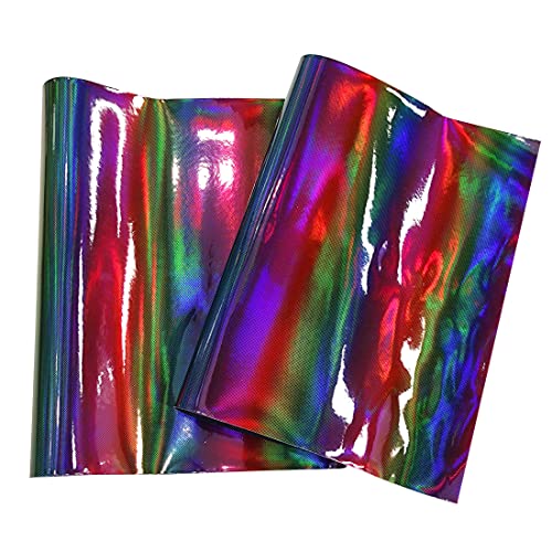 12 x 53 Inch Iridescent Faux Leather Roll Small Dots Printed Holographic Rainbow Vinyl Synthetic Leather Fabric for Handbags DIY Crafts Earrings Bows Making (XHT-329-L)