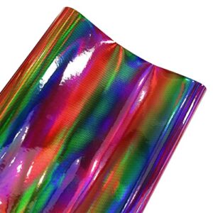 12 x 53 Inch Iridescent Faux Leather Roll Small Dots Printed Holographic Rainbow Vinyl Synthetic Leather Fabric for Handbags DIY Crafts Earrings Bows Making (XHT-329-L)
