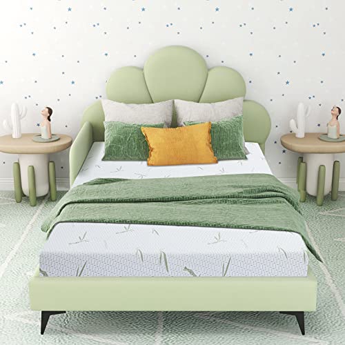 Airdown Twin Mattress, 6 Inch Memory Foam Mattress in a Box for Kids with Breathable Bamboo Cover, Medium Firm Green Tea Gel Mattress for Bunk Bed, Trundle Bed, CertiPUR-US Certified, Made in USA