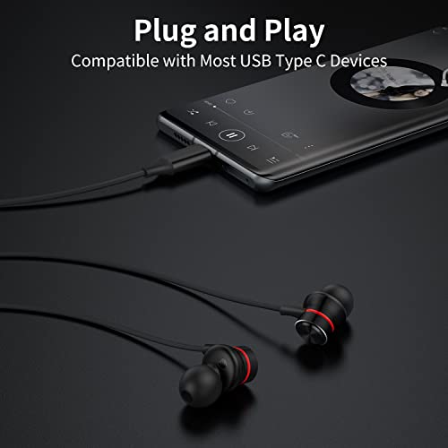 USB C Headphones,USB Type C Earphones Wired Earbuds Magnetic Noise Canceling in-Ear Headset with Microphone for iPad Pro Samsung Galaxy S23 S22 S21 S20 Ultra Note 10 20 Pixel 5 4a 3a XL Oneplus 9 8T