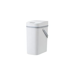 electric smart trash can,kitchen trash can, automatic garbage can,waterproof motion sensor small bathroom trash can with lid, slim plastic narrow bedroom garbage can, white