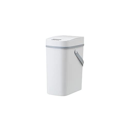 Electric Smart Trash Can,Kitchen Trash Can, Automatic Garbage Can,Waterproof Motion Sensor Small Bathroom Trash Can with Lid, Slim Plastic Narrow Bedroom Garbage Can, White