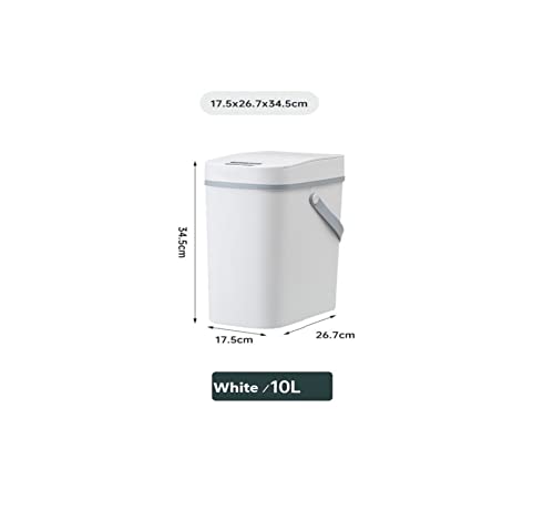 Electric Smart Trash Can,Kitchen Trash Can, Automatic Garbage Can,Waterproof Motion Sensor Small Bathroom Trash Can with Lid, Slim Plastic Narrow Bedroom Garbage Can, White