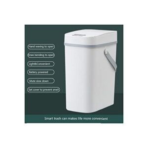 Electric Smart Trash Can,Kitchen Trash Can, Automatic Garbage Can,Waterproof Motion Sensor Small Bathroom Trash Can with Lid, Slim Plastic Narrow Bedroom Garbage Can, White