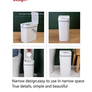 Electric Smart Trash Can,Kitchen Trash Can, Automatic Garbage Can,Waterproof Motion Sensor Small Bathroom Trash Can with Lid, Slim Plastic Narrow Bedroom Garbage Can, White