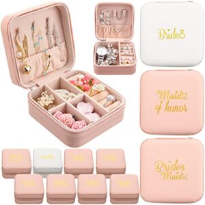 hotop 8 pcs bridesmaid proposal box wedding gifts portable jewelry mini travel jewellery organizer for rings earrings necklaces, bachelorette party favors (hotop-jes97)