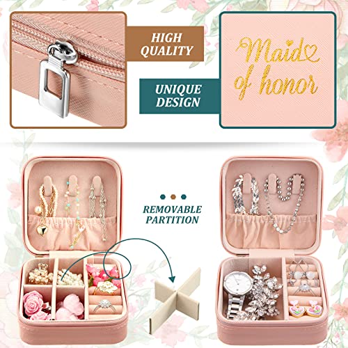 Hotop 8 Pcs Bridesmaid Proposal Box Wedding Gifts Portable Jewelry Mini Travel Jewellery Organizer for Rings Earrings Necklaces, Bachelorette Party Favors (Hotop-JES97)