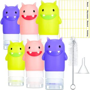 meanplan 9 pcs 6 silicone condiment squeeze bottles squeeze salad dressing bottles portable sauce bottle leak proof food storage bottles with cleaning brush label sticker funnels for lunch (devil)