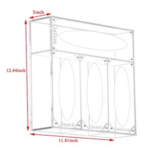 Ziplock Bag Organizer for Drawer, Baggie Organizer for Kitchen Plastic Bag Storage, Sandwich Freezer Snack Organizer Box for Ziploc Hefty Quart Slider Bags, 4 Separate Clear Acrylic Containers