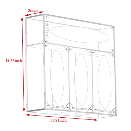 Ziplock Bag Organizer for Drawer, Baggie Organizer for Kitchen Plastic Bag Storage, Sandwich Freezer Snack Organizer Box for Ziploc Hefty Quart Slider Bags, 4 Separate Clear Acrylic Containers