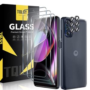 tqlgy 3 pack screen protector for motorola moto g 5g 2022 with 2 pack camera lens protector, tempered glass film, 9h hardness - hd - bubble free - anti-scratch - easy installation
