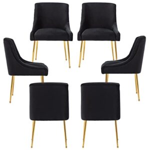 zhenghao black dining chairs set of 6, upholstered dining room chairs with gold legs modern velvet accent chairs for black pc 6pc