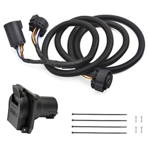 7-foot 7-pin trailer wiring harness kit, truck bed extension for 5th wheel & gooseneck trailers, compatible with 1997-2021 ford f150,f250,f350,f450,f550, gmc, chevy, ram, nissan, toyota