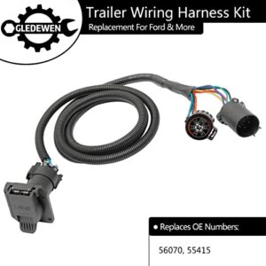 7-Foot 7-Pin Trailer Wiring Harness Kit, Truck Bed Extension for 5th Wheel & Gooseneck Trailers, Compatible with 1997-2021 Ford F150,F250,F350,F450,F550, GMC, Chevy, Ram, Nissan, Toyota