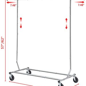 Tajsoon Heavy Duty Foldable Clothes Rack,Collapsible Garment Rack,Commercial Clothes Organizer With Wheels,Bottom Storage Display Shelf,Rolling Clothes Rack for Hanging Clothe,Portable Clothes Hanger